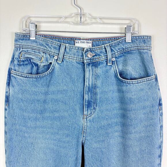 Free People We The Free Union Blue Xena High Rise Slim Straight Jeans - Picture 3 of 14